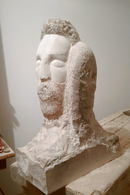Daphne and Apollo in the studio, in progress.