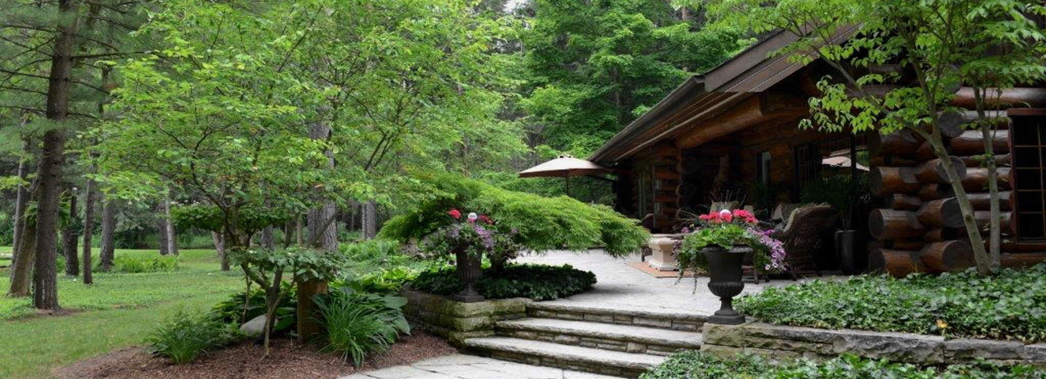 Hand-hewn stone path, steps and deck.