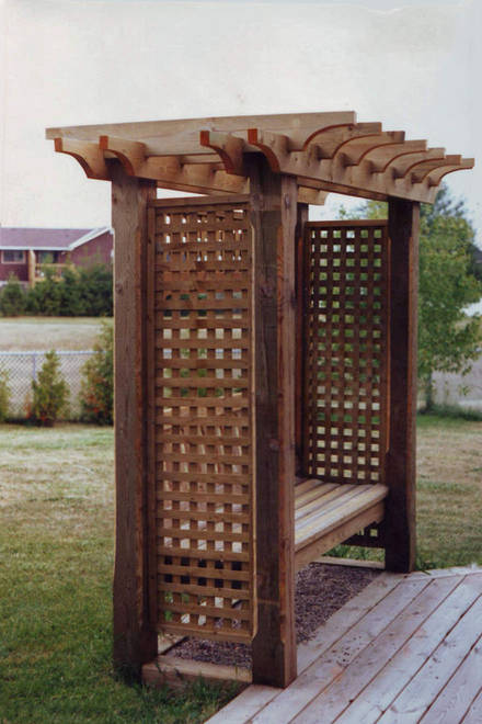 Custom bench trellis. A woodwork project.