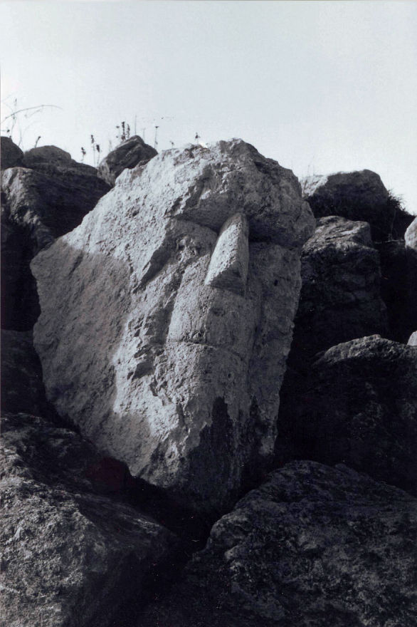 Large stone sculpture.