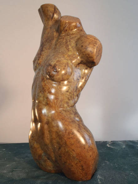 Torso. Brazilian Soapstone sculpture. Lifesize. SOLD. A photo of the sculpture.