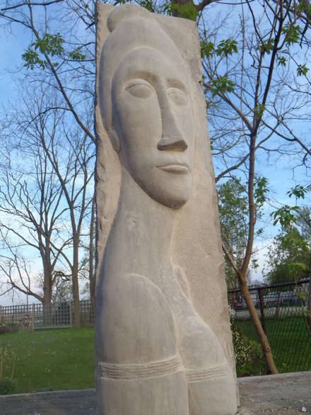 Woman. Limestone bas relief. 30in x 9in.