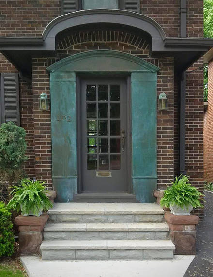 Hand-cut sandstone steps and landing.