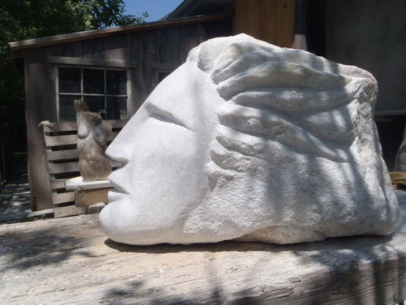 Garden stone. White Calcite. Lifesize. $150.